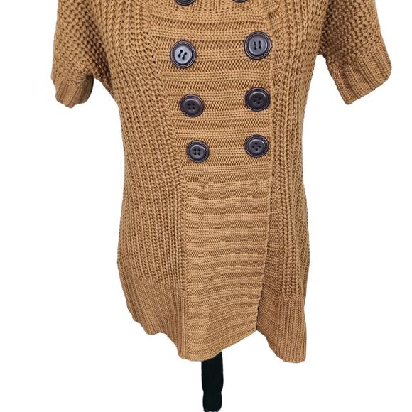 Soft Surroundings Sweater Women PS Brown Chunky Knit Wool Blend Double Buttons - Picture 10 of 12